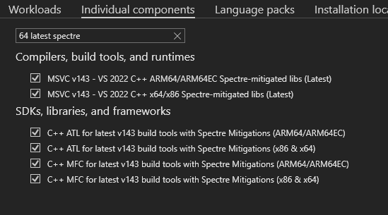 Individual Components 64 latest spectre